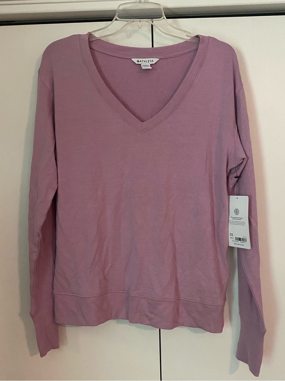 Athleta Sunrise V-Neck Sweatshirt Pink medium